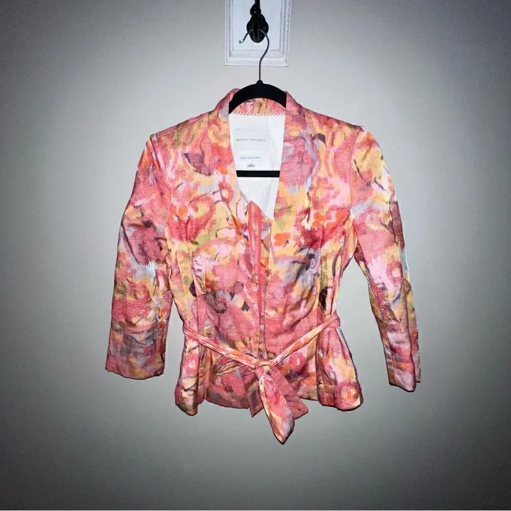 Banana Republic Floral Watercolor Blazer Jacket - Sz 2